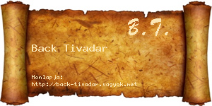 Back Tivadar névjegykártya